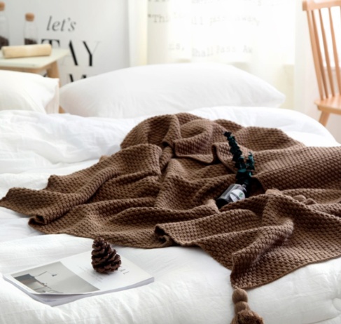 Nordic fringed knit ball blanket wool blanket office air conditioning lunch break blanket shawl blanket sofa leisure blanket blanket - Image 7