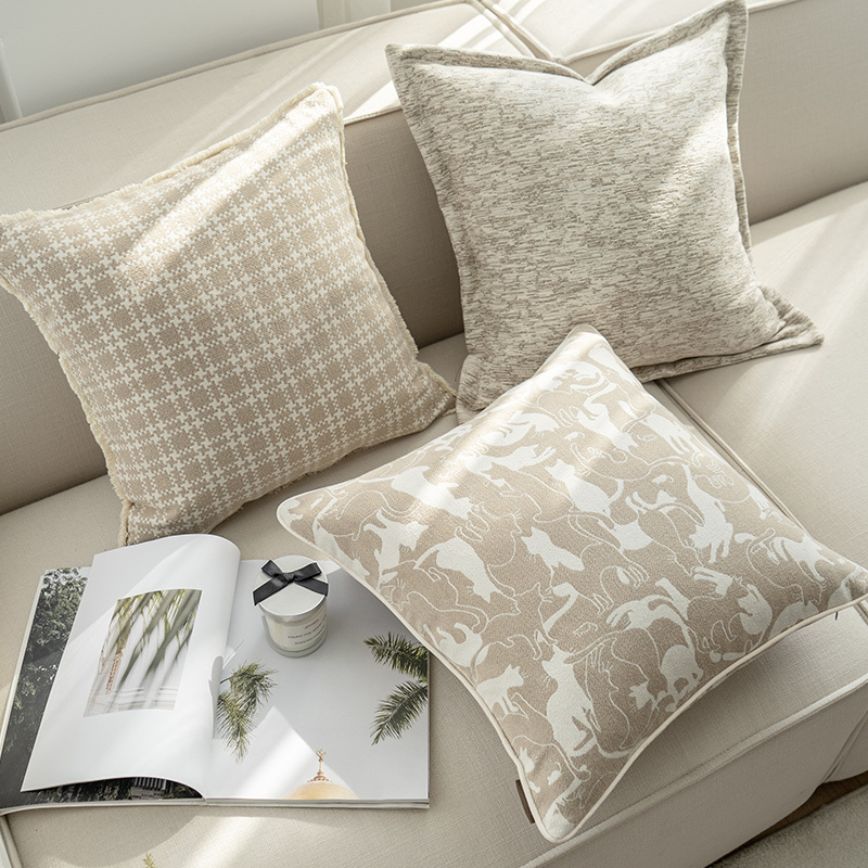 Oat Color Pillow Sitting Room Sofa Cushion Cover - Image 5