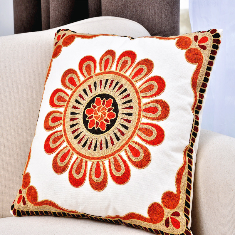 Home Textile Pastoral Clan Style Cotton Embroidered Pillow - Image 2