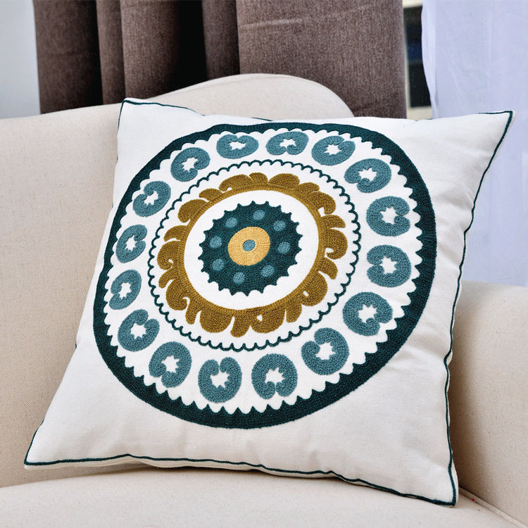 Home Textile Pastoral Clan Style Cotton Embroidered Pillow - Image 4