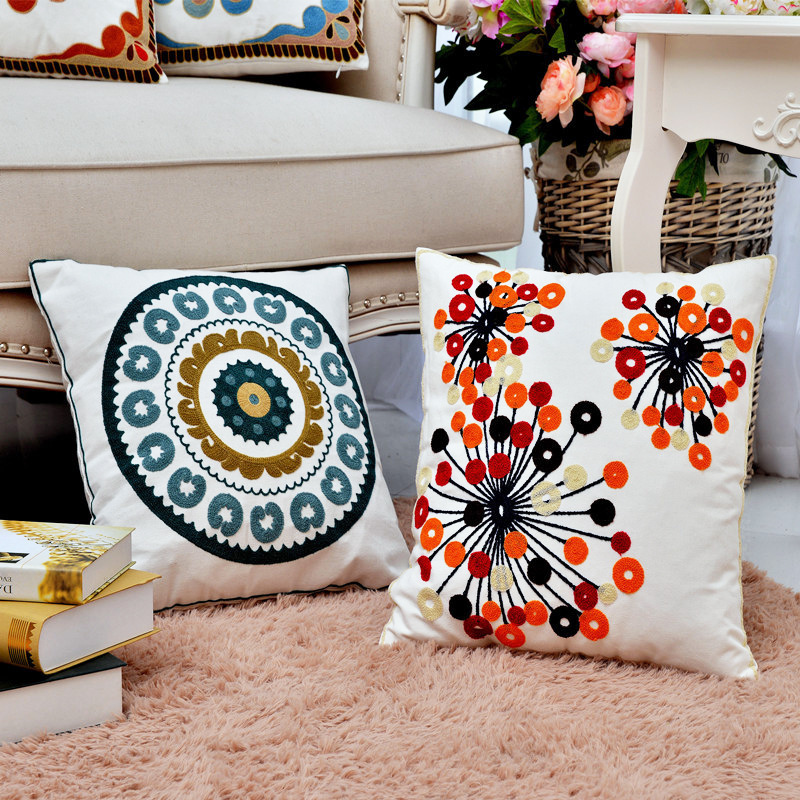 Home Textile Pastoral Clan Style Cotton Embroidered Pillow - Image 6