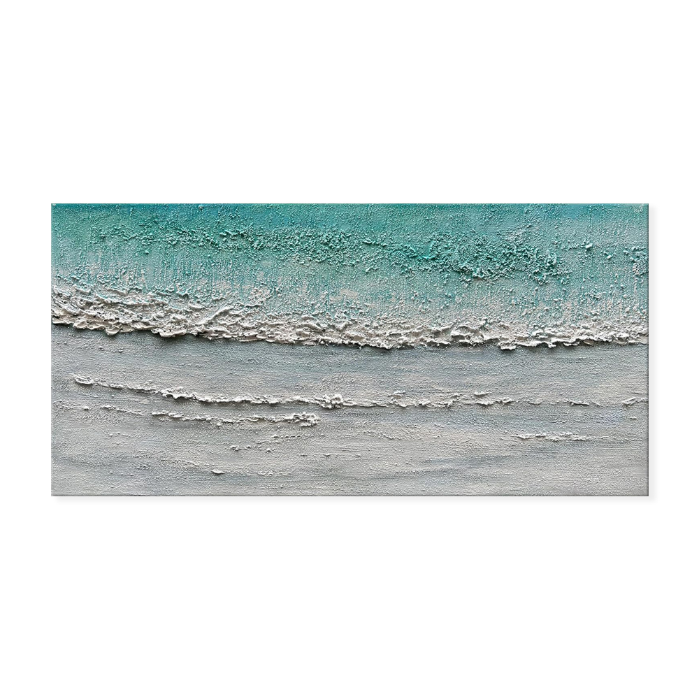 Blue Sea Ocean Wave Beach Canvas Abstract Textured Art Pure Hand-painted Oil Painting Home Decoration Restaurant For Living Room Bedroom Wall Decor - Image 5
