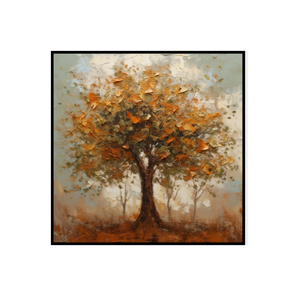 Handmade Oil Painting Canvas Wall Art Decoration Modern Orange Autumn Trees Abstract Square Home Dining Room Bedroom Decor Rolled Frameless Unstretched Painting - Image 5