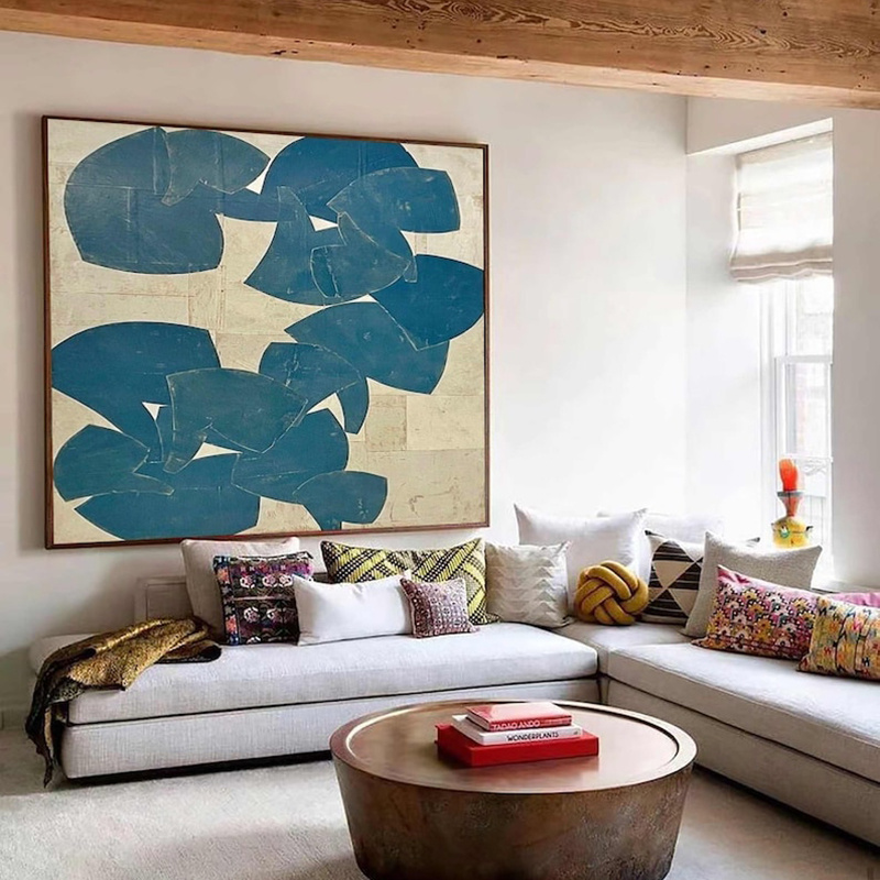 New Design Modern Large Wall Painting Hand Painted Acrylic Blue Abstract Oil Painting On Canvas For Living Room Decor - Image 2