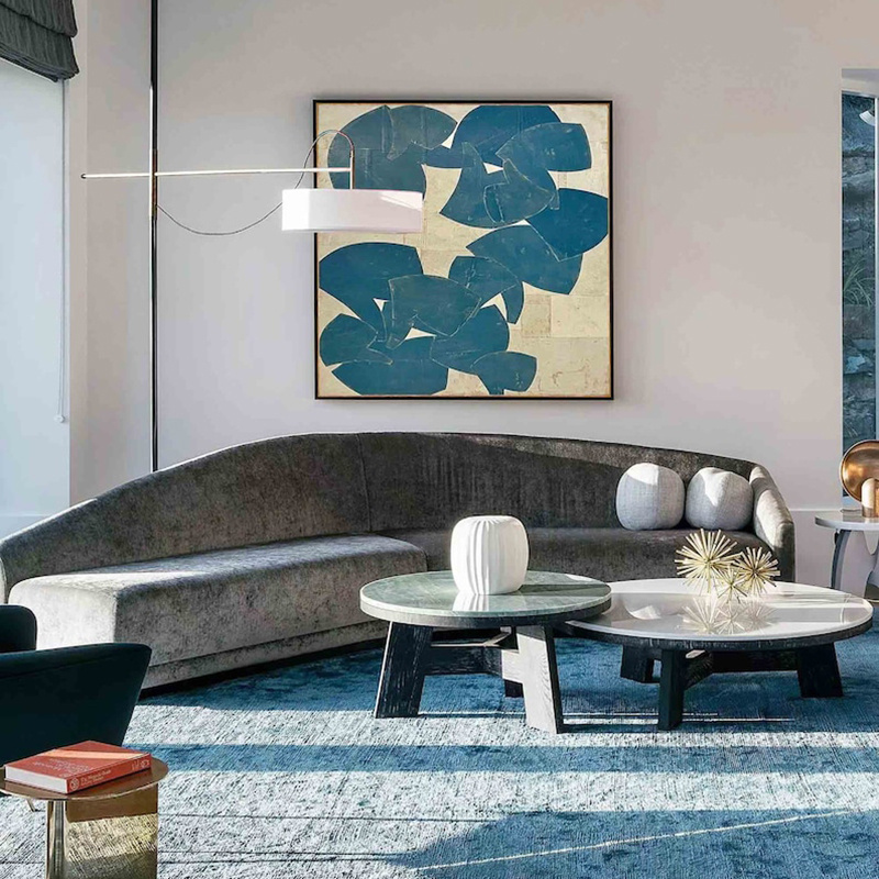 New Design Modern Large Wall Painting Hand Painted Acrylic Blue Abstract Oil Painting On Canvas For Living Room Decor - Image 3