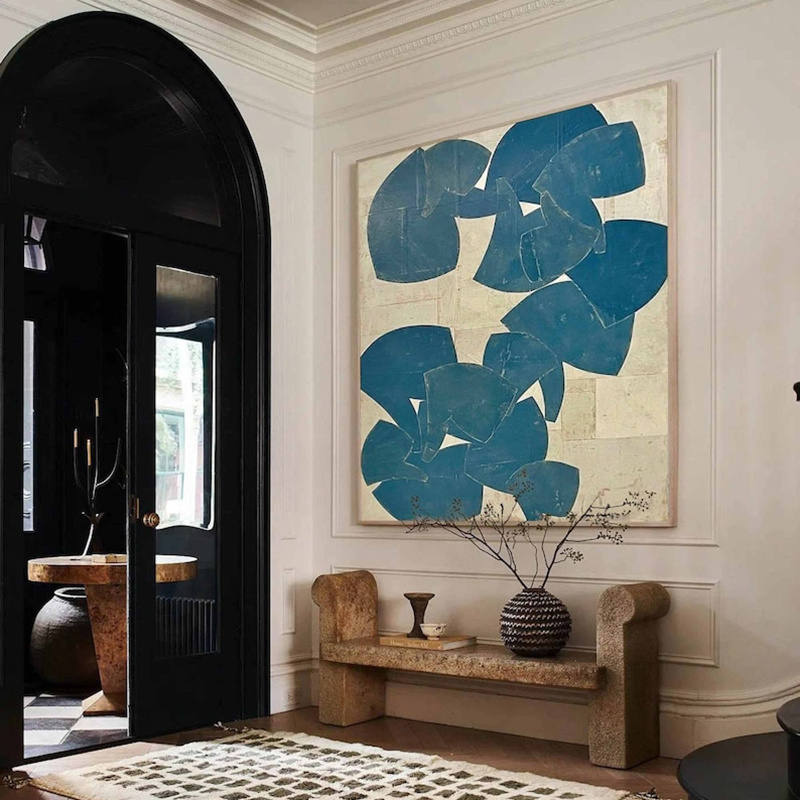 New Design Modern Large Wall Painting Hand Painted Acrylic Blue Abstract Oil Painting On Canvas For Living Room Decor - Image 6