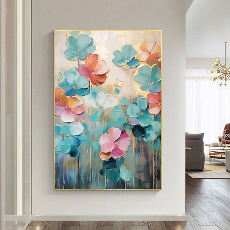 Handmade Oil Painting On Canvas Wall Art Decoration Fresh And Delicate Flowers For Home Living Room Decor PictureRolled Frameless Unstretched Painting - Image 2