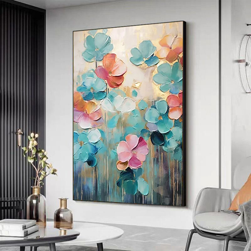 Handmade Oil Painting On Canvas Wall Art Decoration Fresh And Delicate Flowers For Home Living Room Decor PictureRolled Frameless Unstretched Painting - Image 3