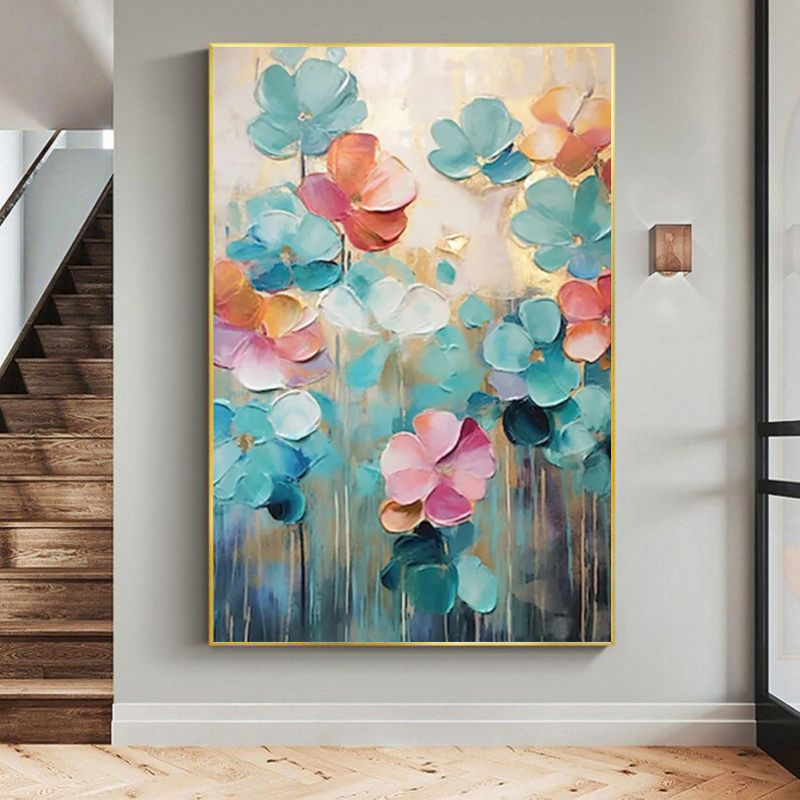 Handmade Oil Painting On Canvas Wall Art Decoration Fresh And Delicate Flowers For Home Living Room Decor PictureRolled Frameless Unstretched Painting - Image 4