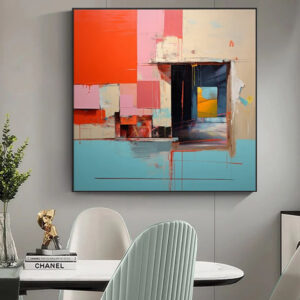 Handmade Oil Painting Canvas Wall Art Decoration Large Art Work Blue And Yellow Colored Vibrant Abstract For Home Decor Rolled Frameless Unstretched Painting