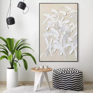 Handmade Oil Painting White Design Thick Acrylic Wall Art Decoration Abstract Knife Artwork For Home Wedding Room Decor Rolled Frameless Unstretched Painting