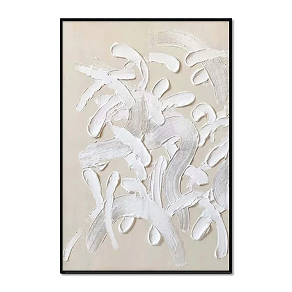 Handmade Oil Painting White Design Thick Acrylic Wall Art Decoration Abstract Knife Artwork For Home Wedding Room Decor Rolled Frameless Unstretched Painting - Image 6