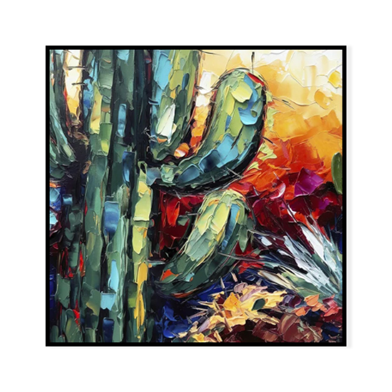 Handmade Oil Painting Canvas Wall Art Decoration Palette Knife Thick Oil Flower Cactusfor Home Dining Room Decor Rolled Frameless Unstretched Painting - Image 5