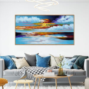 Large Wall Art Bright Abstract Hand Painted Oil Painting On Canvas Landscape Wall Home Decor Seascape Sunset Handmade Painting