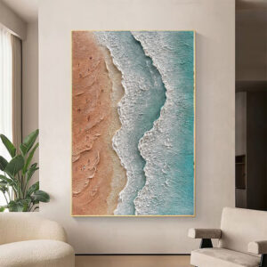 Handmade 3D Textured Acrylic Design Seaside Beach Vacation Landscape Canvas Oil Painting Wall Decor Art Unframed Wall Picture Crafts Hot Selling Pieces