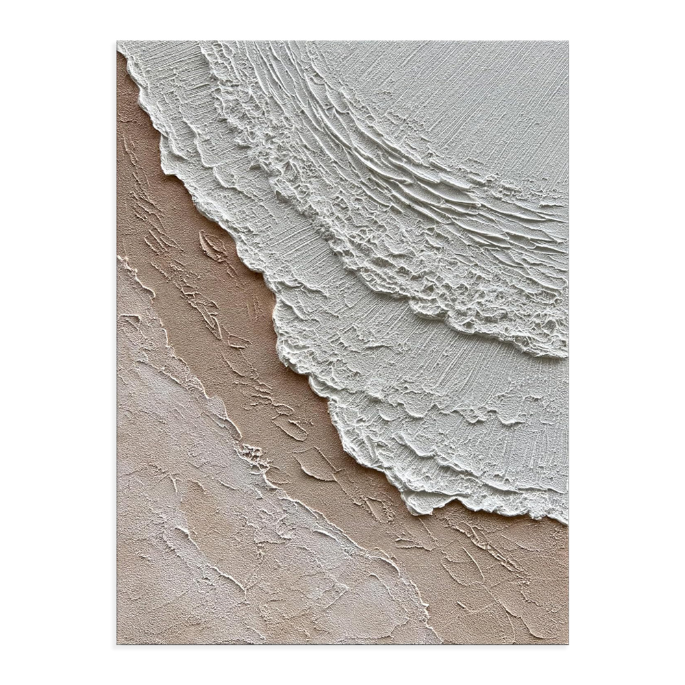 Modern Ocean Waves Abstract Hand-Painted Texture Oil Painting On Canvas Sea Wave Landscape Wabi-Sabi Style Wall Arts Decor Picture No Framed - Image 5