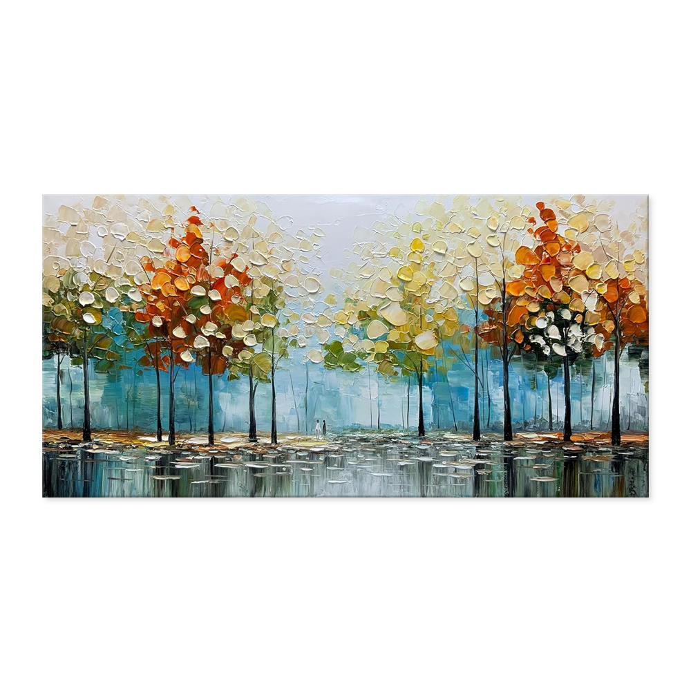 Large Handpainted Palette Knife Tree Oil Painting On Canvas Modern Abstract Landscape Art Poster Wall Pictures Home Decor - Image 5