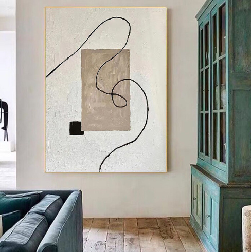 Pure Hand Drawing Minimalist Black And White Living Room Decorative Painting - Image 2