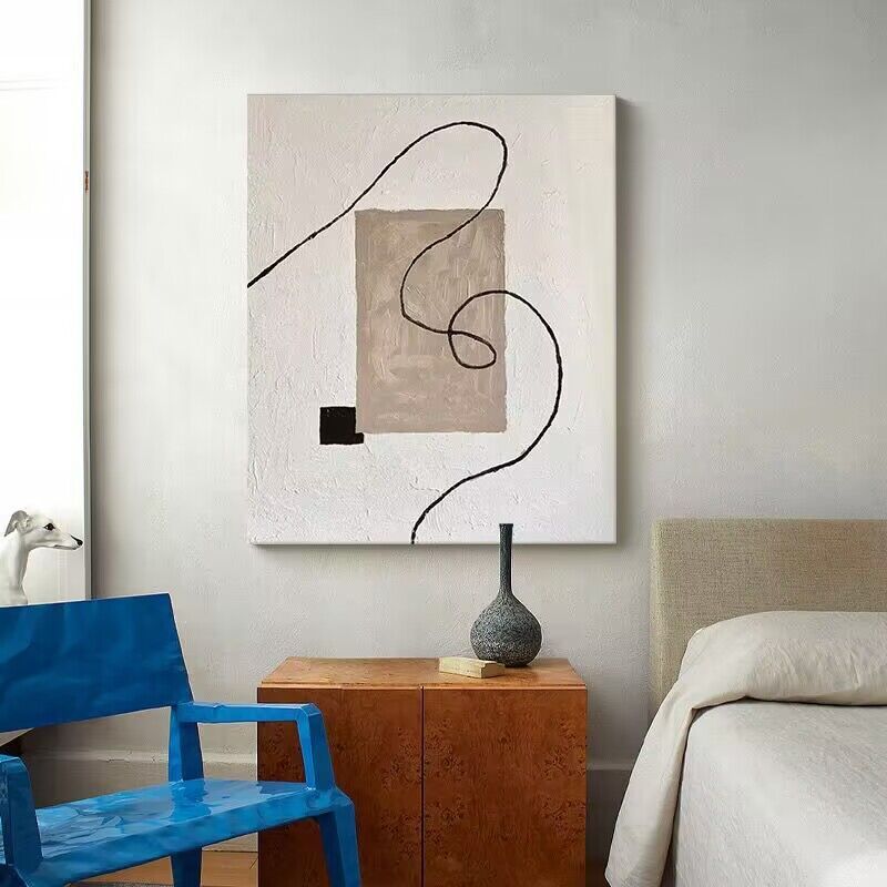 Pure Hand Drawing Minimalist Black And White Living Room Decorative Painting - Image 3