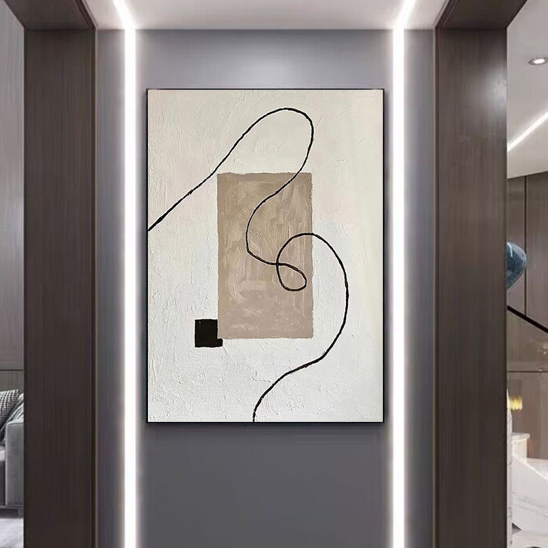 Pure Hand Drawing Minimalist Black And White Living Room Decorative Painting - Image 4