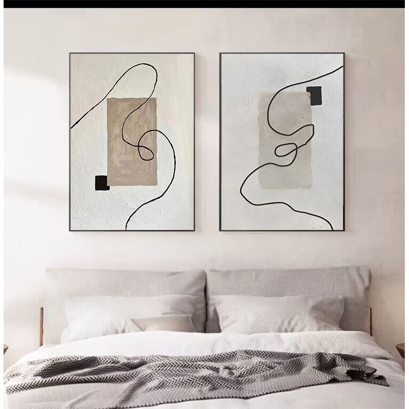 Pure Hand Drawing Minimalist Black And White Living Room Decorative Painting - Image 5