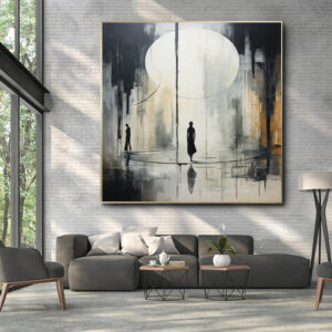 Handmade Oil Painting Canvas Wall Art Decoration Black And White Abstract   Artwork Medieval Black Neoclassicism Wall Decor Street For Home Office Decor