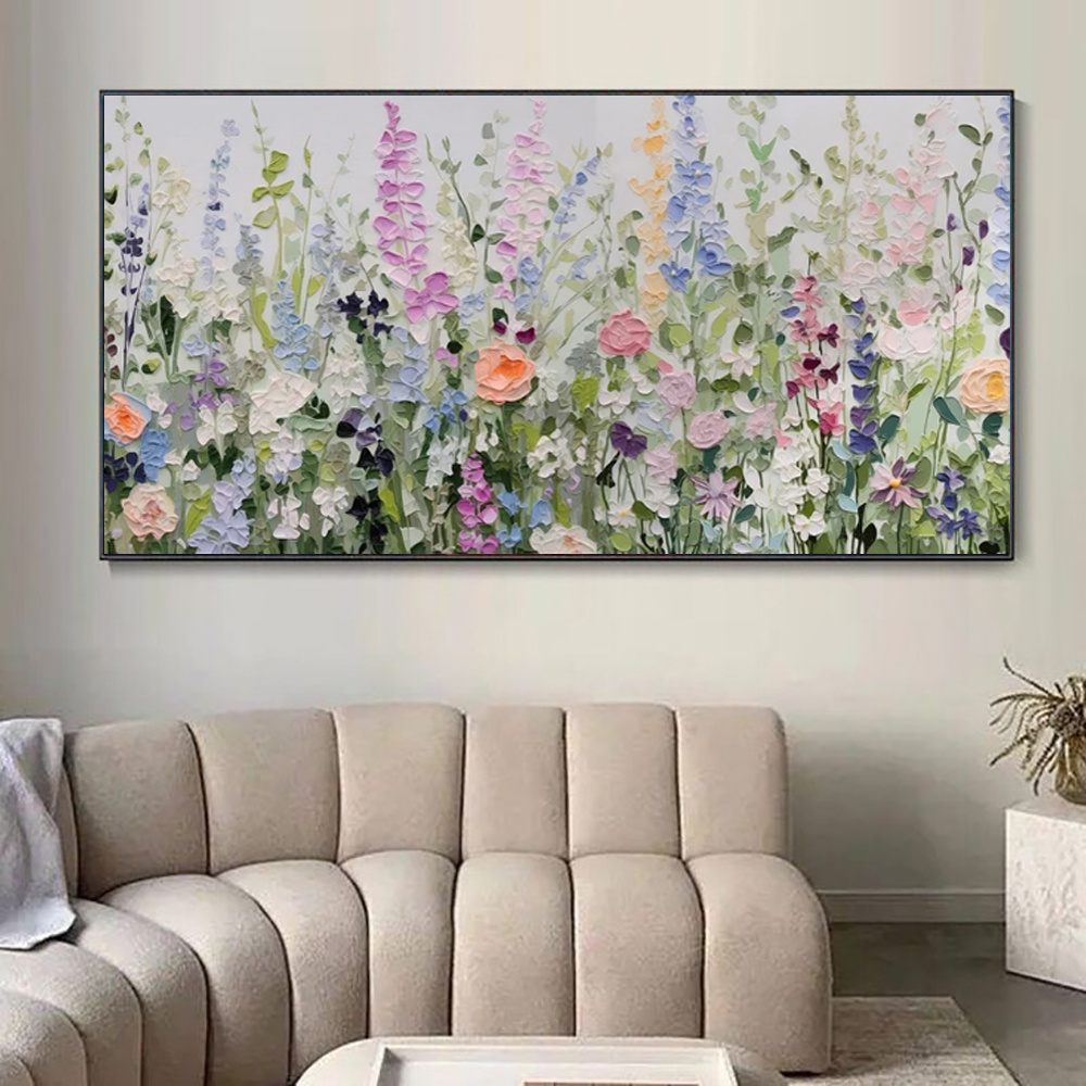 Handmade Knife Flowers Oil Painting Image On Canvas Without Border Picture Wall Art Decoration Retro Abstract For Home Room Decor - Image 2