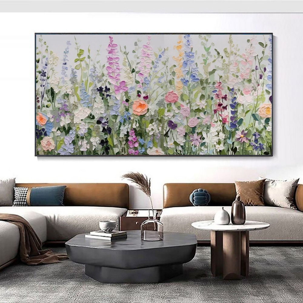 Handmade Knife Flowers Oil Painting Image On Canvas Without Border Picture Wall Art Decoration Retro Abstract For Home Room Decor - Image 4