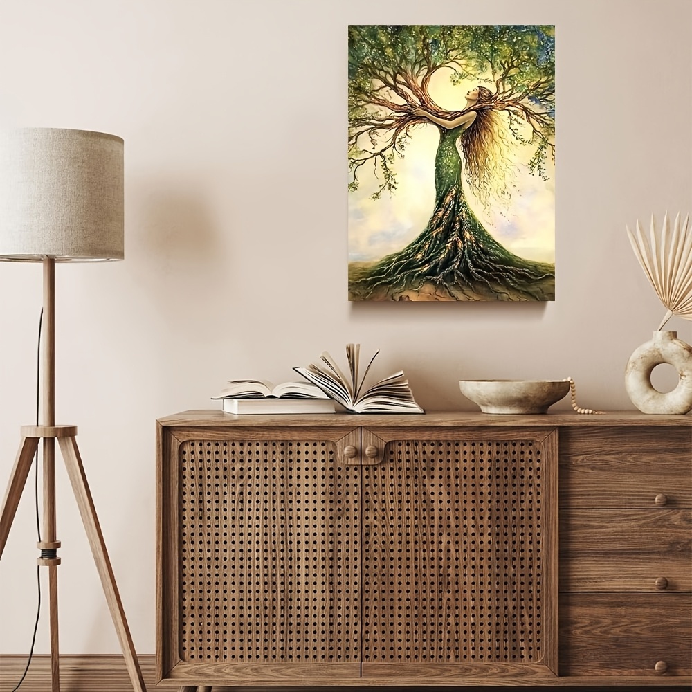 Room Decor 1pc Tree Of Life Canvas Art Print, Wooden Framed Nature-Inspired Wall Decor For Living Room, Bedroom, Office, Cafe - Unique Gift Idea, Creative Home Decoration--Selling On Temu Is Prohibite - Image 2