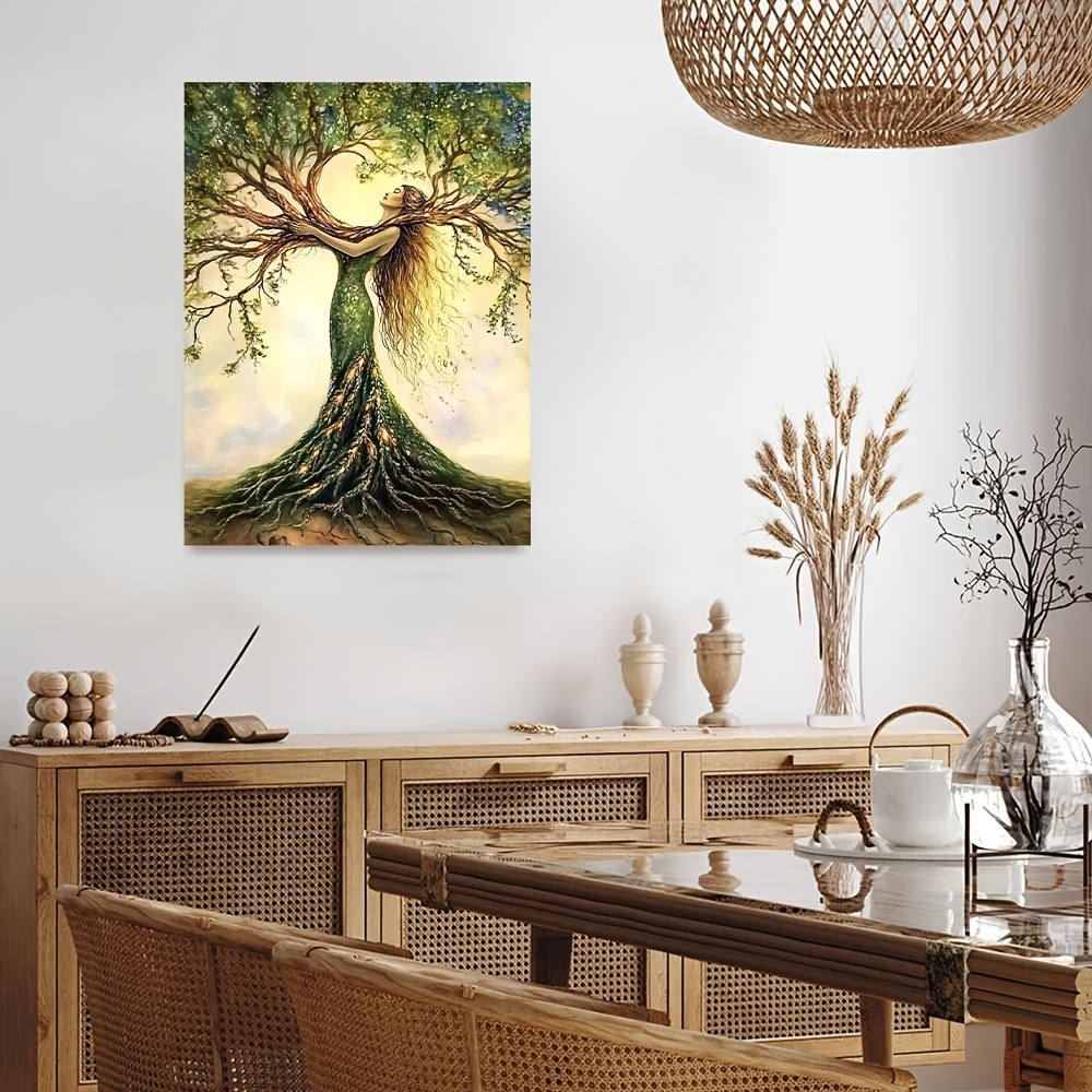 Room Decor 1pc Tree Of Life Canvas Art Print, Wooden Framed Nature-Inspired Wall Decor For Living Room, Bedroom, Office, Cafe - Unique Gift Idea, Creative Home Decoration--Selling On Temu Is Prohibite - Image 3