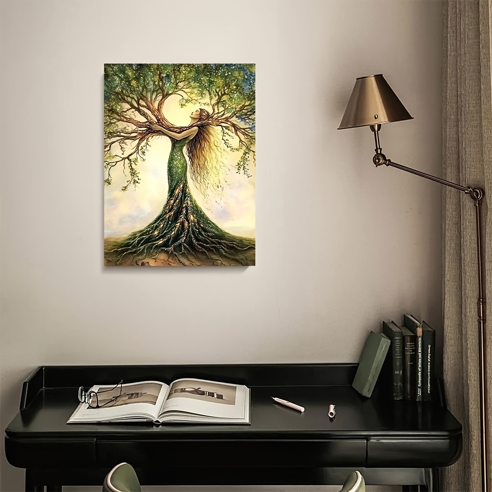Room Decor 1pc Tree Of Life Canvas Art Print, Wooden Framed Nature-Inspired Wall Decor For Living Room, Bedroom, Office, Cafe - Unique Gift Idea, Creative Home Decoration--Selling On Temu Is Prohibite - Image 4