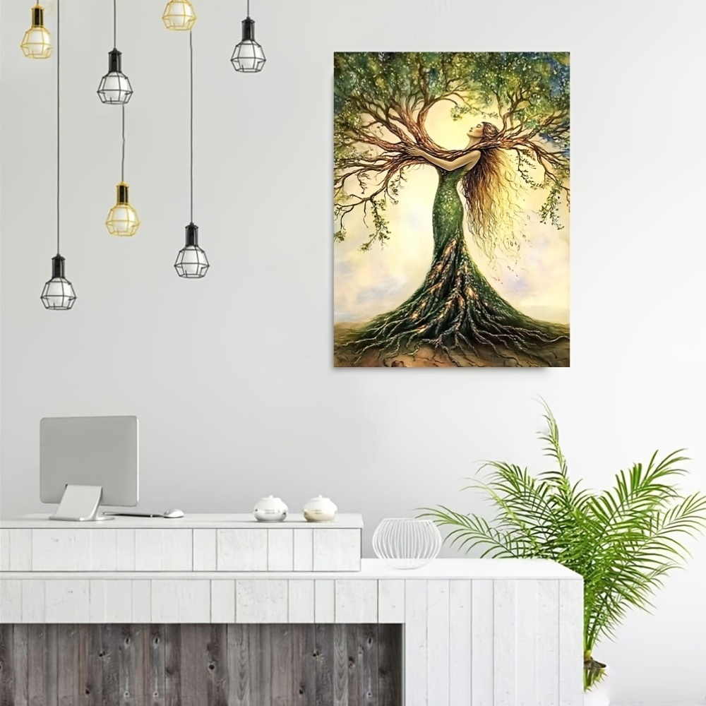 Room Decor 1pc Tree Of Life Canvas Art Print, Wooden Framed Nature-Inspired Wall Decor For Living Room, Bedroom, Office, Cafe - Unique Gift Idea, Creative Home Decoration--Selling On Temu Is Prohibite - Image 5