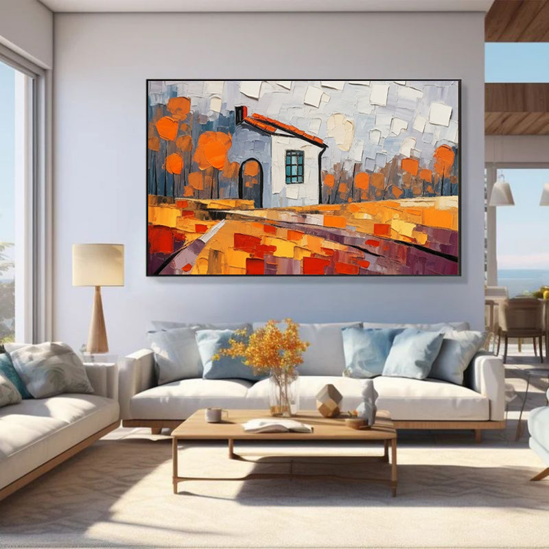 Handmade Oil Painting Canvas Wall Art Decoration Rural Landscape For Home Living Room Dining Room Decor Rolled Frameless Unstretched Painting - Image 2