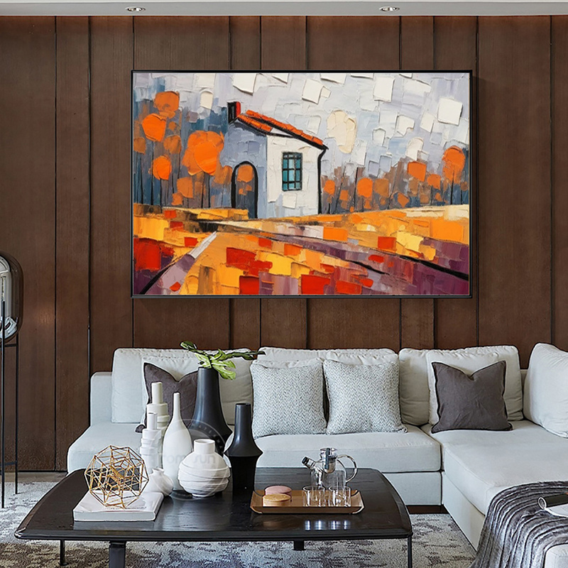 Handmade Oil Painting Canvas Wall Art Decoration Rural Landscape For Home Living Room Dining Room Decor Rolled Frameless Unstretched Painting - Image 3