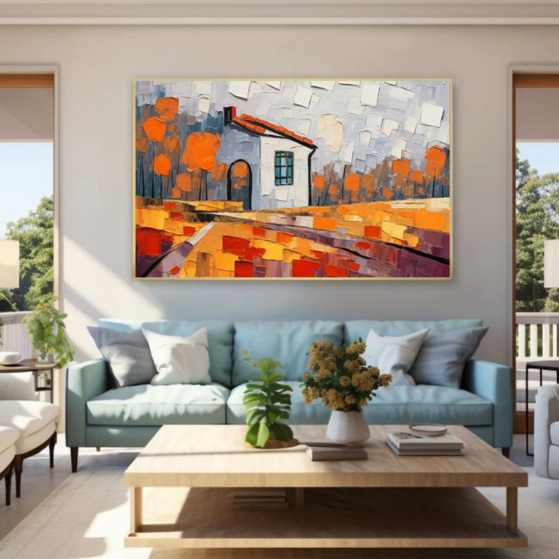 Handmade Oil Painting Canvas Wall Art Decoration Rural Landscape For Home Living Room Dining Room Decor Rolled Frameless Unstretched Painting - Image 4