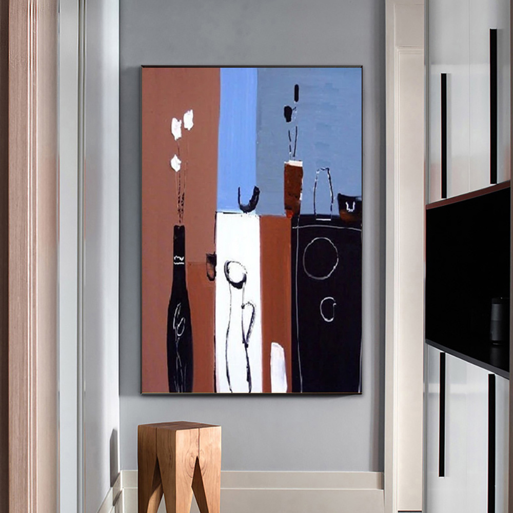 Handmade Oil Painting Canvas Wall Art Decoration Retro Abstract For Home Room Decor Rolled Frameless Unstretched Painting - Image 3