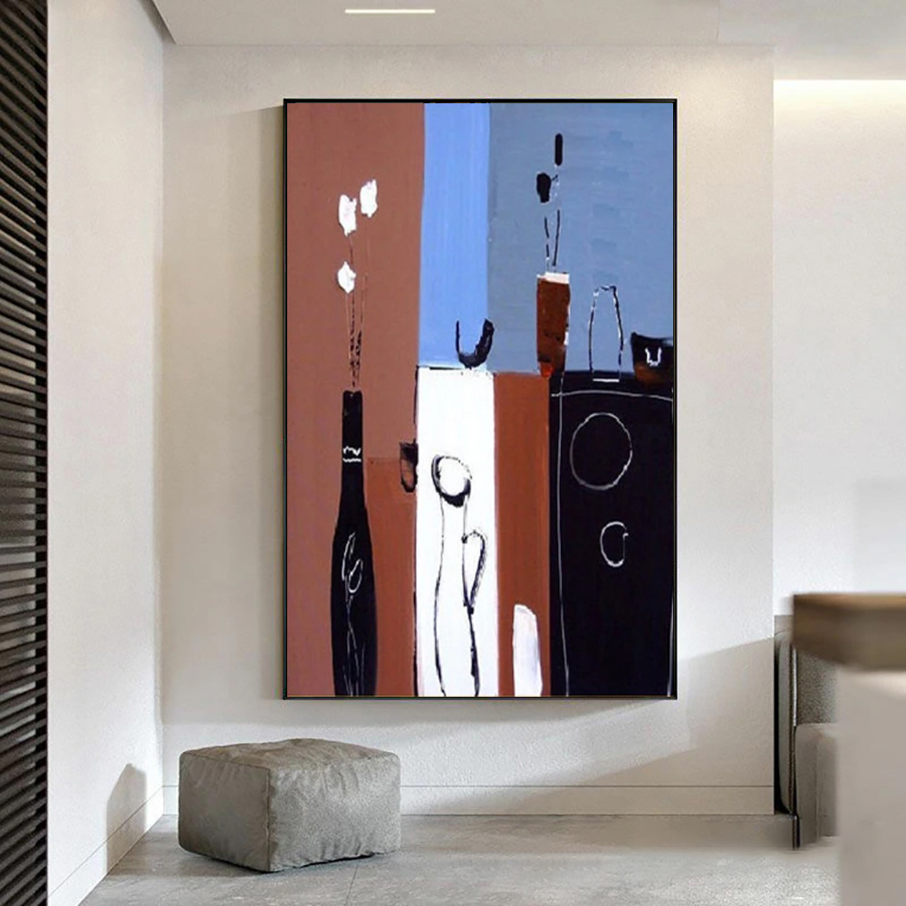 Handmade Oil Painting Canvas Wall Art Decoration Retro Abstract For Home Room Decor Rolled Frameless Unstretched Painting - Image 4