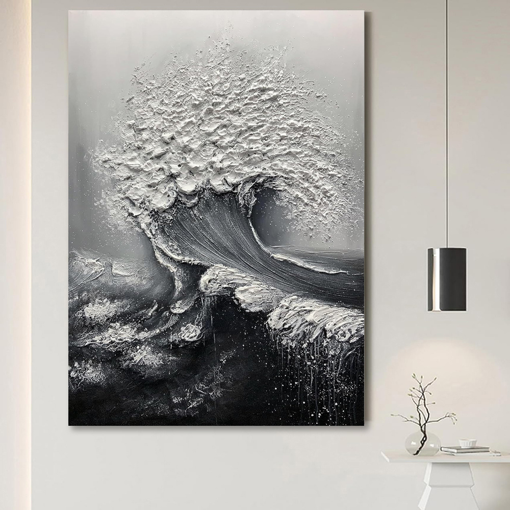 Abstract 3D Ocean Wave Thick Art Hand-painted Oil Painting Room Decor Art Paintings Wall Pictures Artwork For Home Decor - Image 4