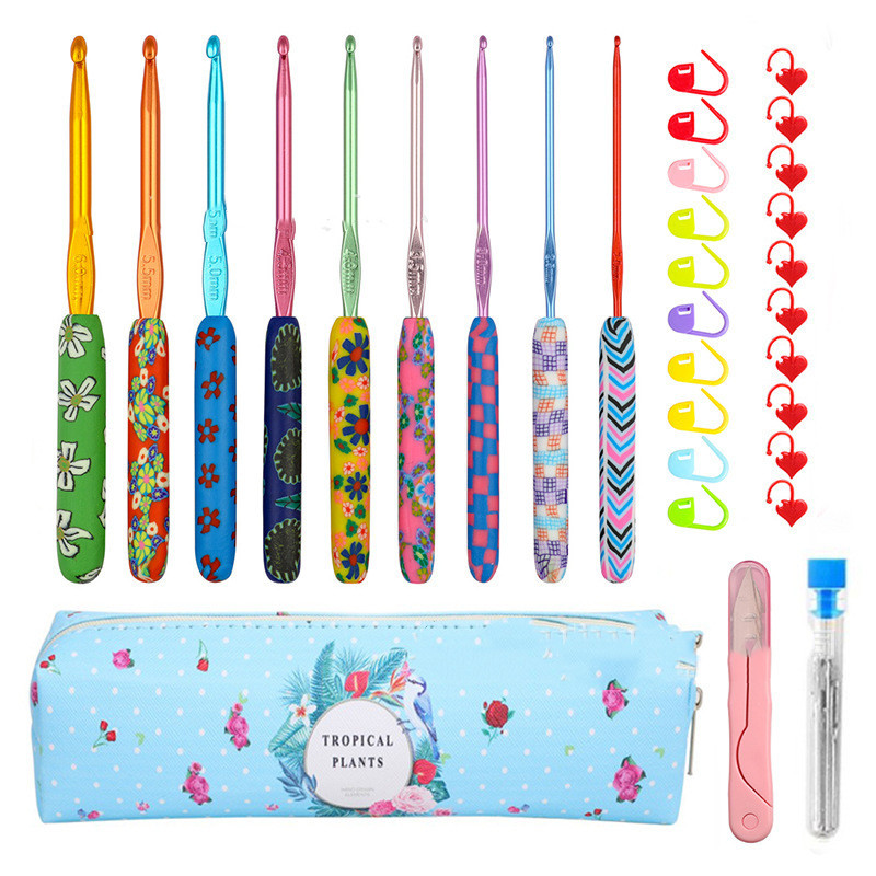 Soft Pottery Printed Crochet Set Colorful Crochet Knitting Tools - Image 3