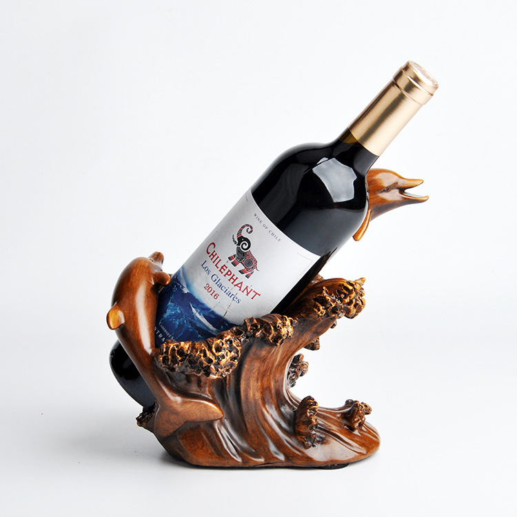 Resin Home Decorations Imitation Bronze Crafts European Style Dolphin Wine Rack Decorations - Image 2