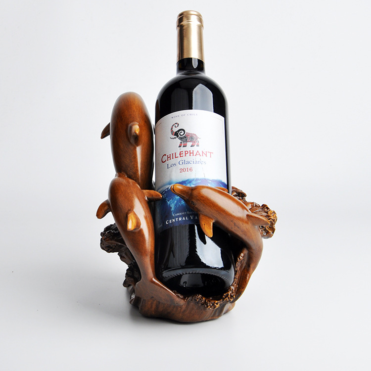 Resin Home Decorations Imitation Bronze Crafts European Style Dolphin Wine Rack Decorations - Image 3
