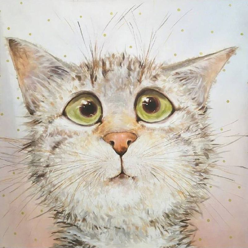 Cute Cat DIY Painted Adult Children Hand-painted Oil Painting - Image 3