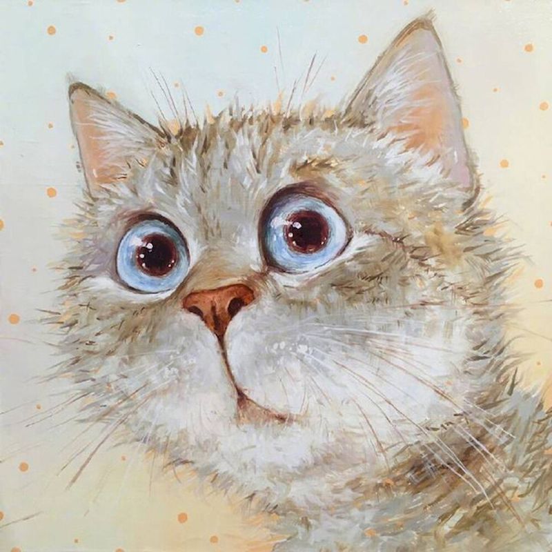 Cute Cat DIY Painted Adult Children Hand-painted Oil Painting - Image 4