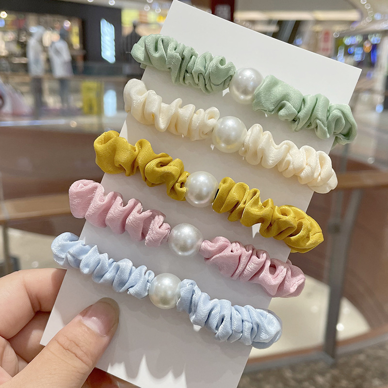 Pearl Head Rope Cloth Art Large Intestine Meatballs Hair Ornaments Ponytail - Image 6