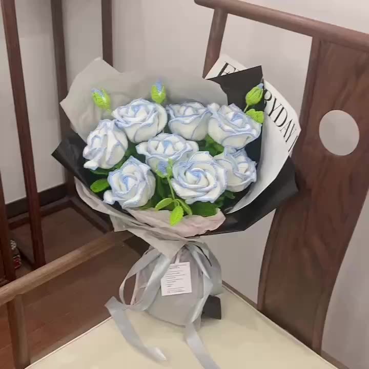 Hand-woven Blue Edged Thai Rose - Image 2