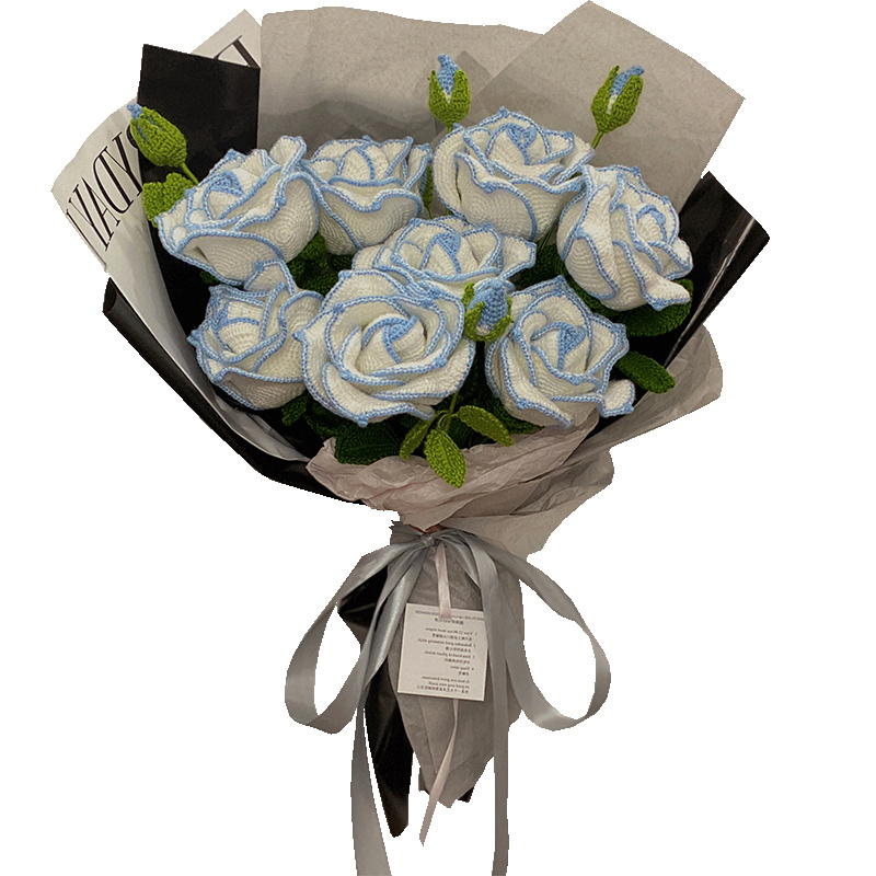 Hand-woven Blue Edged Thai Rose - Image 3