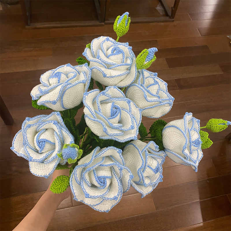 Hand-woven Blue Edged Thai Rose - Image 4