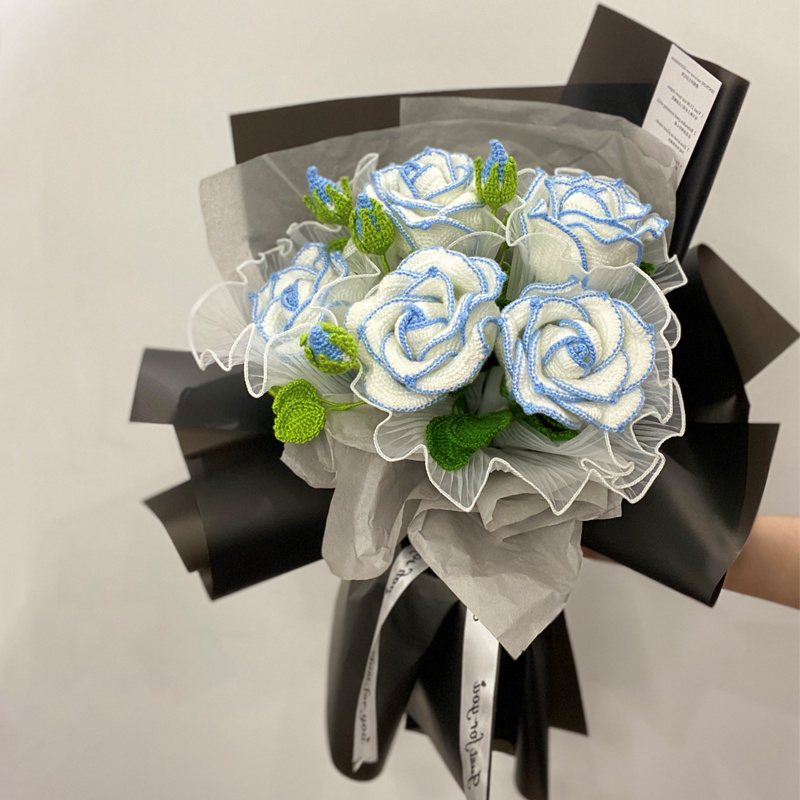 Hand-woven Blue Edged Thai Rose - Image 5