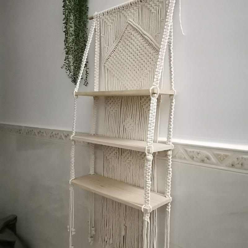 New Nordic Color Cotton Rope Hand Woven Tapestry Rack Wall Storage Rack Room Decoration - Image 4