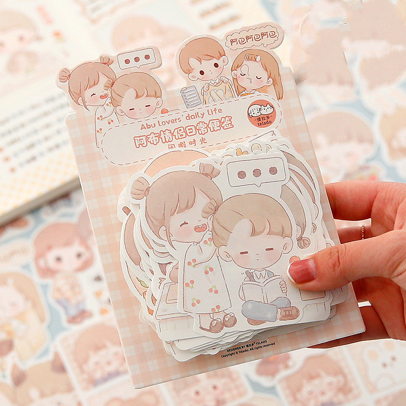 Couple Daily Cute Girl Note Paper Hand Account Sticker - Image 2